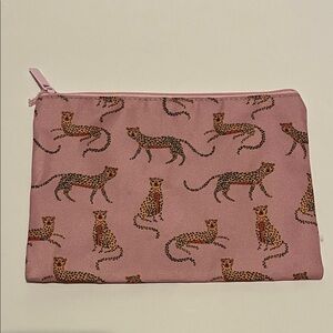 Pink Cheetah Print Makeup Travel Bag Zipper Pouch